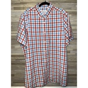 Mizzen Main Trim Fit Leeward Short Sleeve Button Up Shirt Red Blue Plaid XXL #L